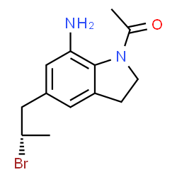 ChemSpider 2D Image | 1-{7-Amino-5-[(2S)-2-bromopropyl]-2,3-dihydro-1H-indol-1-yl}ethanone | C13H17BrN2O