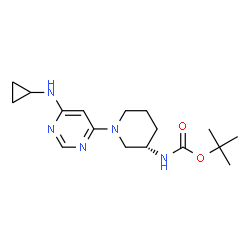 ChemSpider 2D Image | 2-Methyl-2-propanyl {(3S)-1-[6-(cyclopropylamino)-4-pyrimidinyl]-3-piperidinyl}carbamate | C17H27N5O2