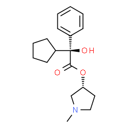 ChemSpider 2D Image | (3R)-1-Methyl-3-pyrrolidinyl (2S)-cyclopentyl(hydroxy)phenylacetate | C18H25NO3
