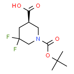 ChemSpider 2D Image | (3R)-1-[(tert-Butoxy)carbonyl]-5,5-difluoropiperidine-3-carboxylic acid | C11H17F2NO4