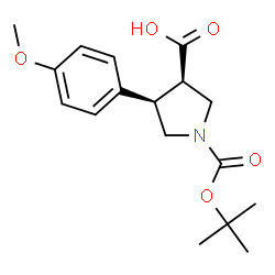 ChemSpider 2D Image | (3R,4R)-4-(4-Methoxyphenyl)-1-{[(2-methyl-2-propanyl)oxy]carbonyl}-3-pyrrolidinecarboxylic acid | C17H23NO5