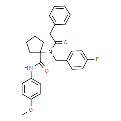 ChemSpider 2D Image | 1-[(4-Fluorobenzyl)(phenylacetyl)amino]-N-(4-methoxyphenyl)cyclopentanecarboxamide | C28H29FN2O3