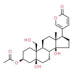 ChemSpider 2D Image | (3?,5?)-3-(acetyloxy)-5,14,19-trihydroxy-bufa-20,22-dienolide | C26H36O7