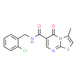 ChemSpider 2D Image | N-(2-Chlorobenzyl)-3-methyl-5-oxo-5H-[1,3]thiazolo[3,2-a]pyrimidine-6-carboxamide | C15H12ClN3O2S