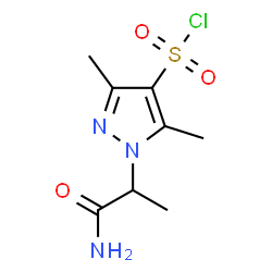 ChemSpider 2D Image | 1-(1-Amino-1-oxo-2-propanyl)-3,5-dimethyl-1H-pyrazole-4-sulfonyl chloride | C8H12ClN3O3S