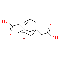 ChemSpider 2D Image | 2,2'-(5-Bromotricyclo[3.3.1.1~3,7~]decane-1,3-diyl)diacetic acid | C14H19BrO4