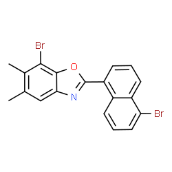 ChemSpider 2D Image | 7-Bromo-2-(5-bromo-1-naphthyl)-5,6-dimethyl-1,3-benzoxazole | C19H13Br2NO