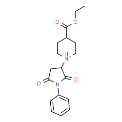 ChemSpider 2D Image | 1-(2,5-Dioxo-1-phenyl-3-pyrrolidinyl)-4-(ethoxycarbonyl)piperidinium | C18H23N2O4
