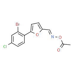 ChemSpider 2D Image | 1-{[(E)-{[5-(2-Bromo-4-chlorophenyl)-2-furyl]methylene}amino]oxy}ethanone | C13H9BrClNO3