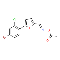 ChemSpider 2D Image | 1-{[(E)-{[5-(4-Bromo-2-chlorophenyl)-2-furyl]methylene}amino]oxy}ethanone | C13H9BrClNO3