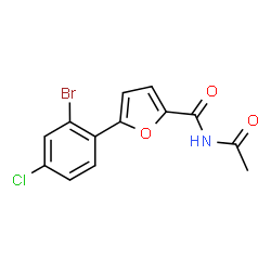 ChemSpider 2D Image | N-Acetyl-5-(2-bromo-4-chlorophenyl)-2-furamide | C13H9BrClNO3