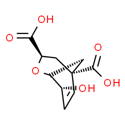 ChemSpider 2D Image | (1S,3R,5S,8R)-8-Hydroxy-2-oxabicyclo[3.3.1]non-6-ene-3,5-dicarboxylic acid | C10H12O6