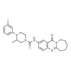 ChemSpider 2D Image | 3-Methyl-4-(3-methylphenyl)-N-(12-oxo-6,7,8,9,10,12-hexahydroazepino[2,1-b]quinazolin-2-yl)-1-piperazinecarbothioamide | C26H31N5OS