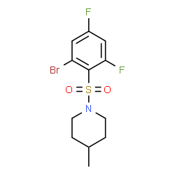 ChemSpider 2D Image | 1-[(2-Bromo-4,6-difluorophenyl)sulfonyl]-4-methylpiperidine | C12H14BrF2NO2S