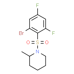 ChemSpider 2D Image | 1-[(2-Bromo-4,6-difluorophenyl)sulfonyl]-2-methylpiperidine | C12H14BrF2NO2S