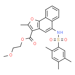 ChemSpider 2D Image | 2-Methoxyethyl 2-methyl-5-{[(2,4,5-trimethylphenyl)sulfonyl]amino}naphtho[1,2-b]furan-3-carboxylate | C26H27NO6S