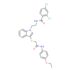 ChemSpider 2D Image | 2,4-Dichloro-N-{2-[3-({2-[(4-ethoxyphenyl)amino]-2-oxoethyl}sulfanyl)-1H-indol-1-yl]ethyl}benzamide | C27H25Cl2N3O3S