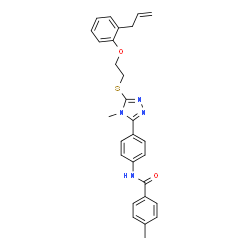 ChemSpider 2D Image | N-[4-(5-{[2-(2-Allylphenoxy)ethyl]sulfanyl}-4-methyl-4H-1,2,4-triazol-3-yl)phenyl]-4-methylbenzamide | C28H28N4O2S