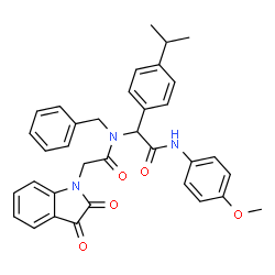 ChemSpider 2D Image | N-benzyl-2-(2,3-dioxoindolin-1-yl)-N-(1-(4-isopropylphenyl)-2-(4-methoxyphenylamino)-2-oxoethyl)acetamide | C35H33N3O5