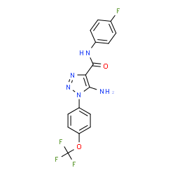ChemSpider 2D Image | 5-Amino-N-(4-fluorophenyl)-1-[4-(trifluoromethoxy)phenyl]-1H-1,2,3-triazole-4-carboxamide | C16H11F4N5O2