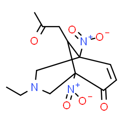 ChemSpider 2D Image | 3-Ethyl-1,5-dinitro-9-(2-oxopropyl)-3-azabicyclo[3.3.1]non-7-en-6-one | C13H17N3O6