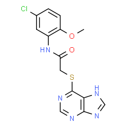 ChemSpider 2D Image | acetamide, N-(5-chloro-2-methoxyphenyl)-2-(9H-purin-6-ylthio)- | C14H12ClN5O2S