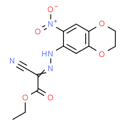 ChemSpider 2D Image | Ethyl cyano[(7-nitro-2,3-dihydro-1,4-benzodioxin-6-yl)hydrazono]acetate | C13H12N4O6