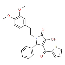 ChemSpider 2D Image | 1-(3,4-dimethoxyphenethyl)-3-hydroxy-5-phenyl-4-(thiophene-2-carbonyl)-1H-pyrrol-2(5H)-one | C25H23NO5S