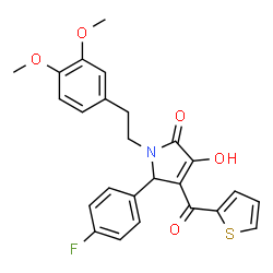 ChemSpider 2D Image | 1-(3,4-dimethoxyphenethyl)-5-(4-fluorophenyl)-3-hydroxy-4-(thiophene-2-carbonyl)-1H-pyrrol-2(5H)-one | C25H22FNO5S