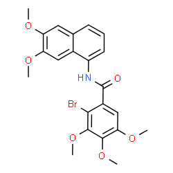 ChemSpider 2D Image | 2-Bromo-N-(6,7-dimethoxy-1-naphthyl)-3,4,5-trimethoxybenzamide | C22H22BrNO6
