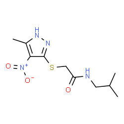 ChemSpider 2D Image | N-Isobutyl-2-[(5-methyl-4-nitro-1H-pyrazol-3-yl)sulfanyl]acetamide | C10H16N4O3S