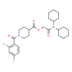 ChemSpider 2D Image | 2-(Dicyclohexylamino)-2-oxoethyl 1-(2,4-difluorobenzoyl)-4-piperidinecarboxylate | C27H36F2N2O4