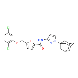 ChemSpider 2D Image | N-[1-(Adamantan-1-yl)-1H-pyrazol-3-yl]-5-[(2,5-dichlorophenoxy)methyl]-2-furamide | C25H25Cl2N3O3