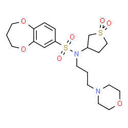 ChemSpider 2D Image | N-(1,1-Dioxidotetrahydro-3-thiophenyl)-N-[3-(4-morpholinyl)propyl]-3,4-dihydro-2H-1,5-benzodioxepine-7-sulfonamide | C20H30N2O7S2