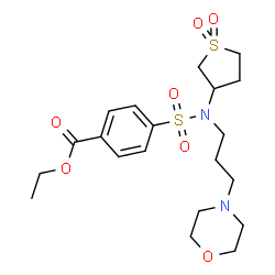 ChemSpider 2D Image | Ethyl 4-{(1,1-dioxidotetrahydro-3-thiophenyl)[3-(4-morpholinyl)propyl]sulfamoyl}benzoate | C20H30N2O7S2