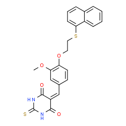 ChemSpider 2D Image | 5-{3-Methoxy-4-[2-(1-naphthylsulfanyl)ethoxy]benzylidene}-2-thioxodihydro-4,6(1H,5H)-pyrimidinedione | C24H20N2O4S2