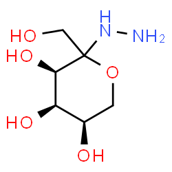 ChemSpider 2D Image | (3R,4R,5R)-2-Hydrazino-2-(hydroxymethyl)tetrahydro-2H-pyran-3,4,5-triol (non-preferred name) | C6H14N2O5