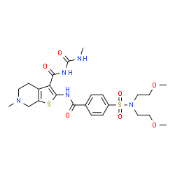 ChemSpider 2D Image | 2-({4-[Bis(2-methoxyethyl)sulfamoyl]benzoyl}amino)-6-methyl-N-(methylcarbamoyl)-4,5,6,7-tetrahydrothieno[2,3-c]pyridine-3-carboxamide | C24H33N5O7S2