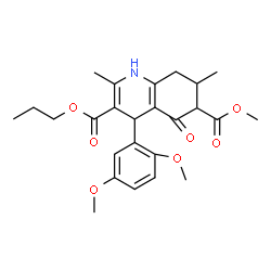 ChemSpider 2D Image | 6-Methyl 3-propyl 4-(2,5-dimethoxyphenyl)-2,7-dimethyl-5-oxo-1,4,5,6,7,8-hexahydro-3,6-quinolinedicarboxylate | C25H31NO7