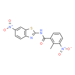 ChemSpider 2D Image | 2-Methyl-3-nitro-N-(6-nitro-1,3-benzothiazol-2-yl)benzamide | C15H10N4O5S