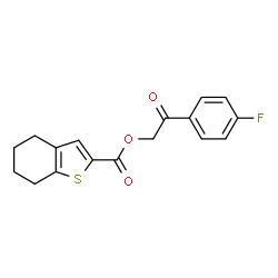 ChemSpider 2D Image | 2-(4-Fluorophenyl)-2-oxoethyl 4,5,6,7-tetrahydro-1-benzothiophene-2-carboxylate | C17H15FO3S