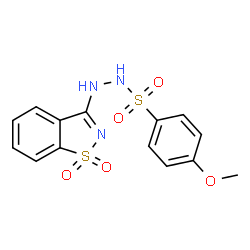 ChemSpider 2D Image | N'-(1,1-dioxo-1??,2-benzothiazol-3-yl)-4-methoxybenzene-1-sulfonohydrazide | C14H13N3O5S2