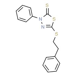 ChemSpider 2D Image | 3-Phenyl-5-[(2-phenylethyl)sulfanyl]-1,3,4-thiadiazole-2(3H)-thione | C16H14N2S3