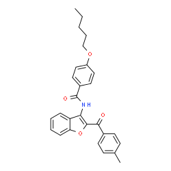ChemSpider 2D Image | N-[2-(4-Methylbenzoyl)-1-benzofuran-3-yl]-4-(pentyloxy)benzamide | C28H27NO4