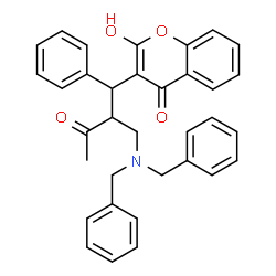 ChemSpider 2D Image | 3-{2-[(Dibenzylamino)methyl]-3-oxo-1-phenylbutyl}-2-hydroxy-4H-chromen-4-one | C34H31NO4