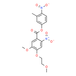 ChemSpider 2D Image | 3-Methyl-4-nitrophenyl 5-methoxy-4-(2-methoxyethoxy)-2-nitrobenzoate | C18H18N2O9