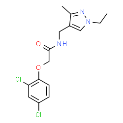 ChemSpider 2D Image | 2-(2,4-Dichlorophenoxy)-N-[(1-ethyl-3-methyl-1H-pyrazol-4-yl)methyl]acetamide | C15H17Cl2N3O2