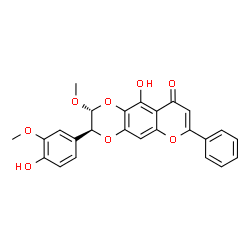 ChemSpider 2D Image | (2R,3S)-10-Hydroxy-3-(4-hydroxy-3-methoxyphenyl)-2-methoxy-7-phenyl-2,3-dihydro-9H-[1,4]dioxino[2,3-g]chromen-9-one | C25H20O8