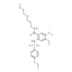 ChemSpider 2D Image | 2-{[(4-Ethoxyphenyl)sulfonyl]amino}-4,5-dimethoxy-N-[3-(2-methoxyethoxy)propyl]benzamide | C23H32N2O8S
