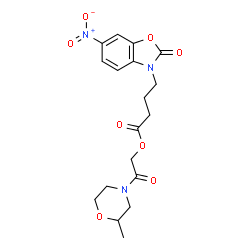 ChemSpider 2D Image | 2-(2-Methyl-4-morpholinyl)-2-oxoethyl 4-(6-nitro-2-oxo-1,3-benzoxazol-3(2H)-yl)butanoate | C18H21N3O8